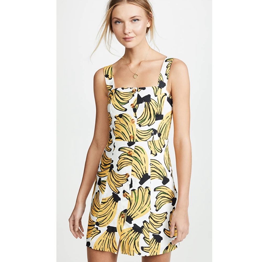 FARM Rio Yellow Banana Print Mini Dress